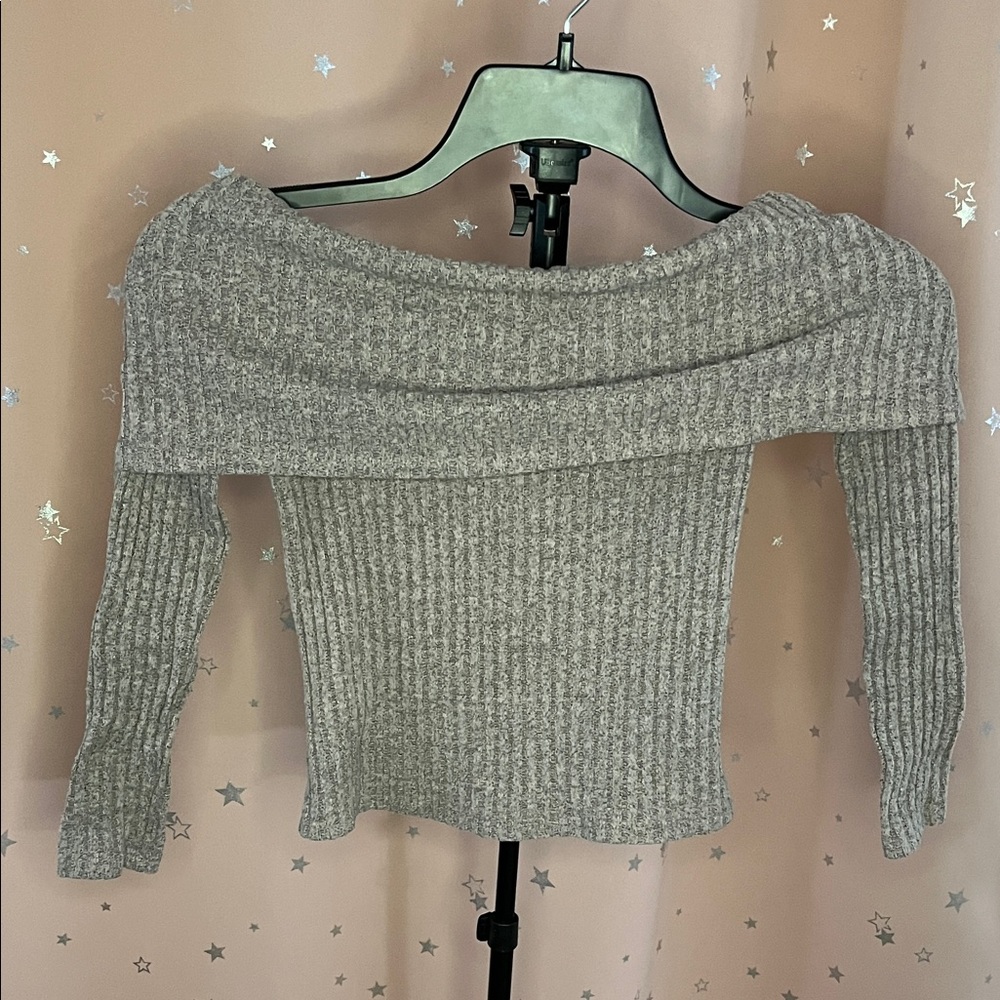 Charlotte Russe Dusty Rose Off-Shoulder Ribbed Sweater